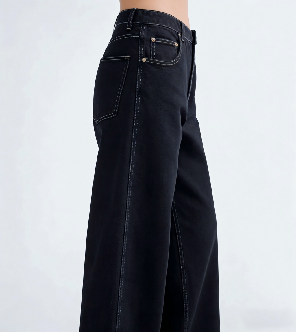 High Waist Black Wide Leg Jeans