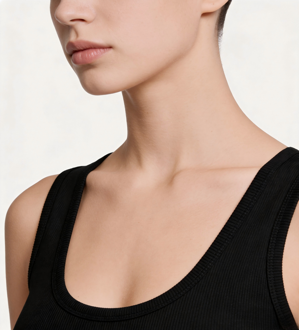 Basic Black U-Neck Tank Top – Stretchy Slim Fit Camisole