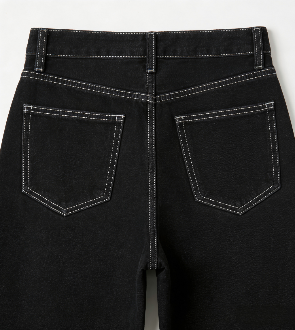 High Waist Black Wide Leg Jeans