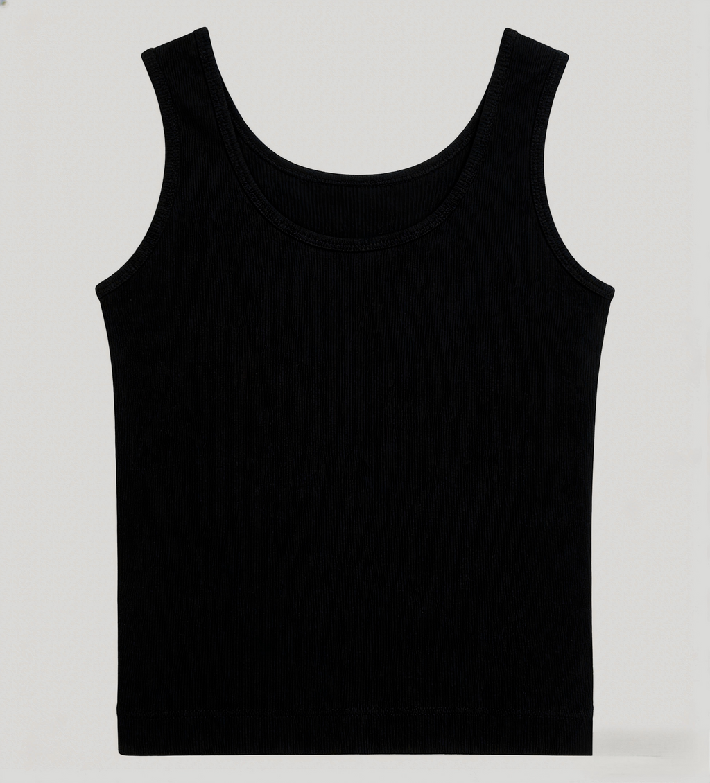 Basic Black U-Neck Tank Top – Stretchy Slim Fit Camisole