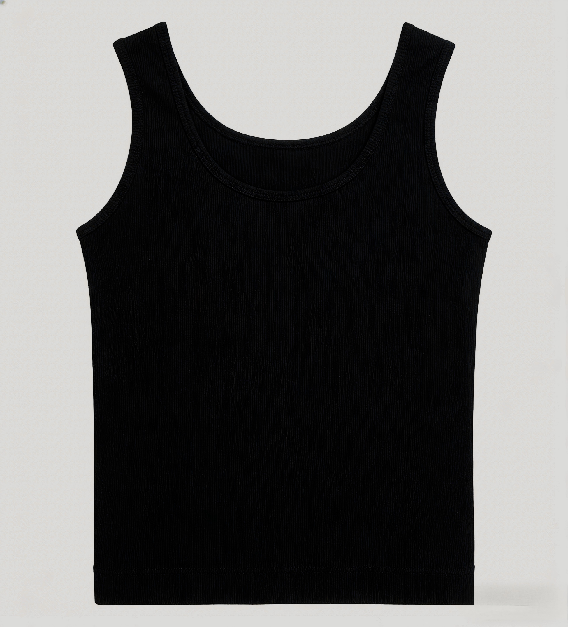 Basic Black U-Neck Tank Top – Stretchy Slim Fit Camisole