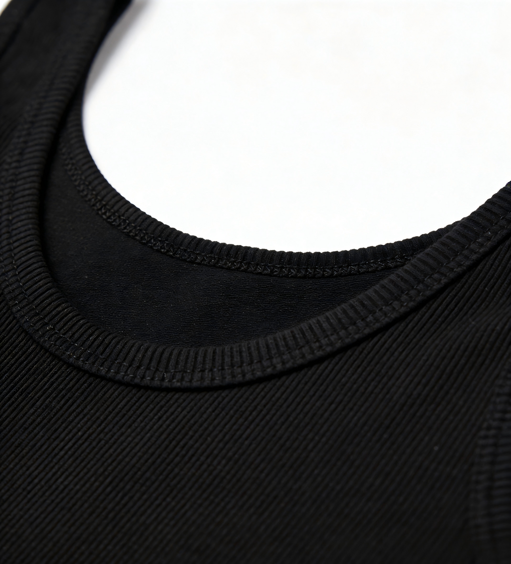 Basic Black U-Neck Tank Top – Stretchy Slim Fit Camisole